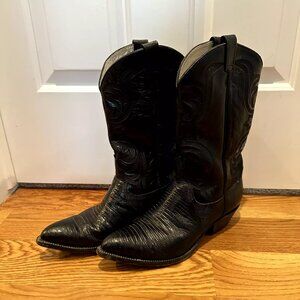 Mens size 11E Lizard skin Cowboy Boots Exotic Skin Santa Fe Western Style Black